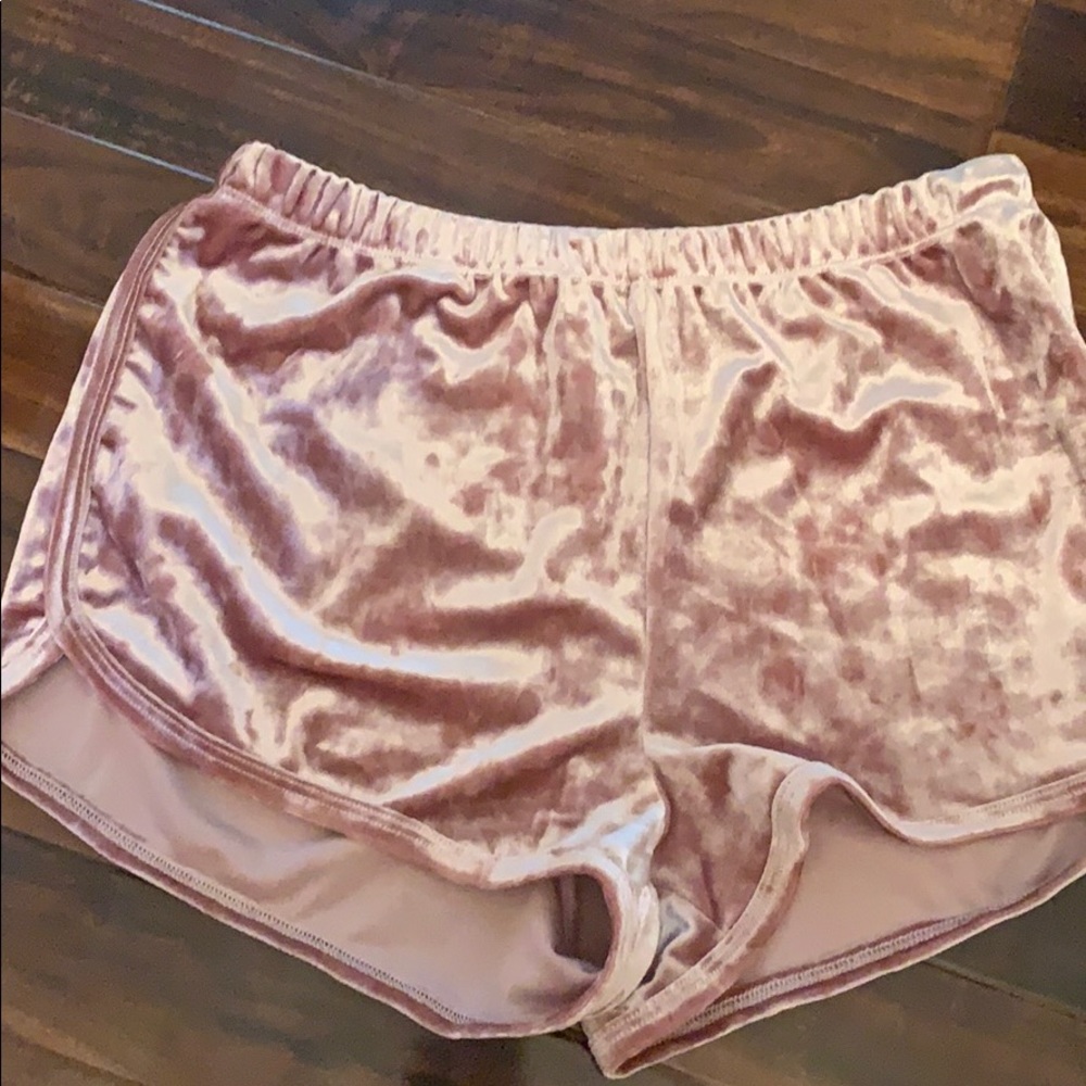pink velvet shorts
